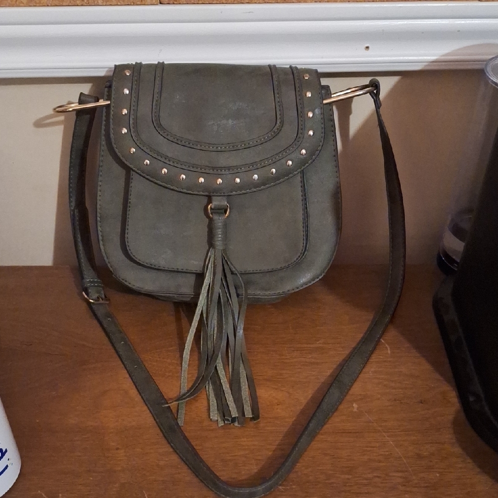 Franco Sarto Grey Tassel Crossbody Bag